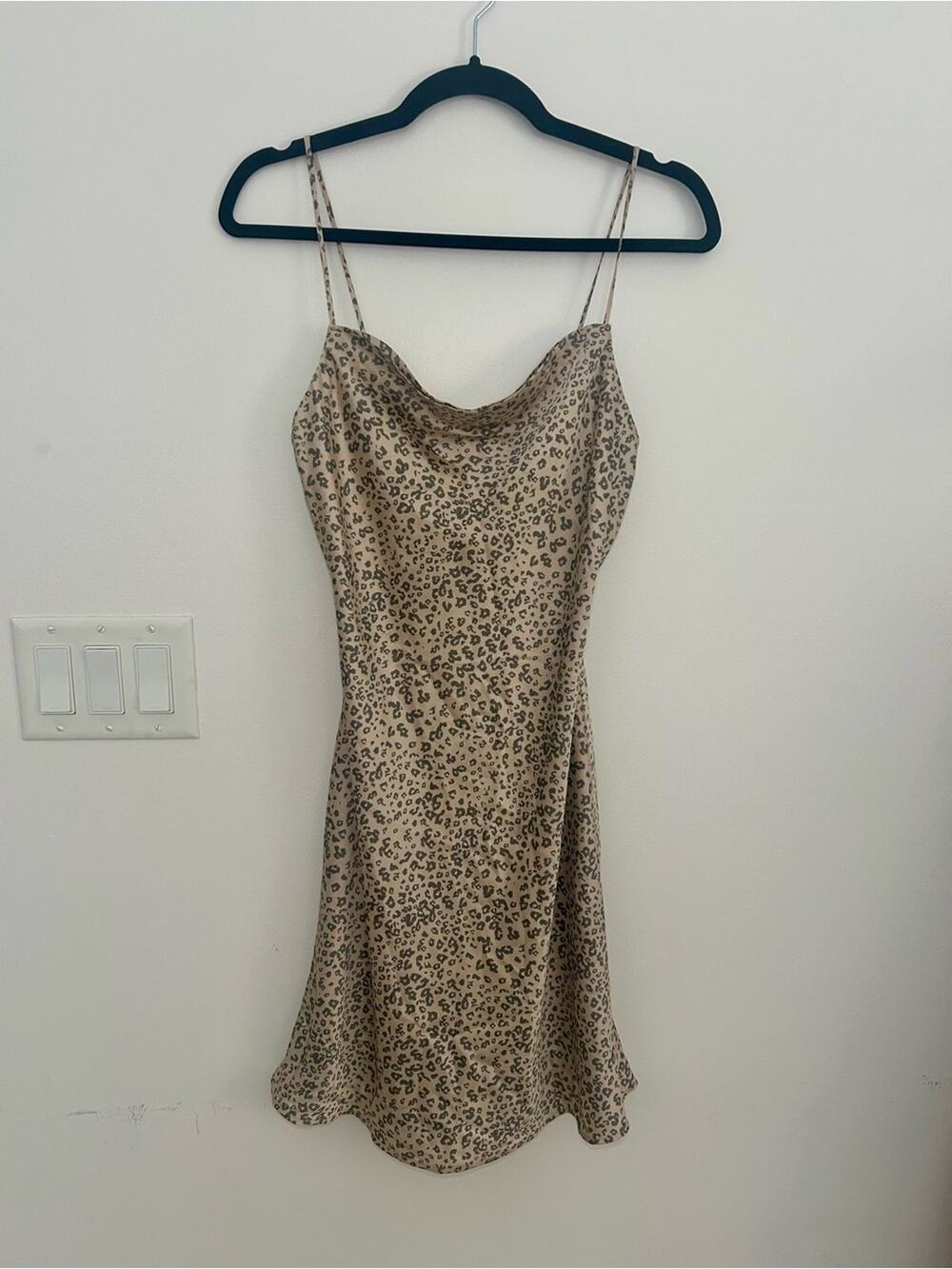 Abercrombie & Fitch Women’s XST Leopard Cowl Neck Slip Mini Dress 90s Y2K